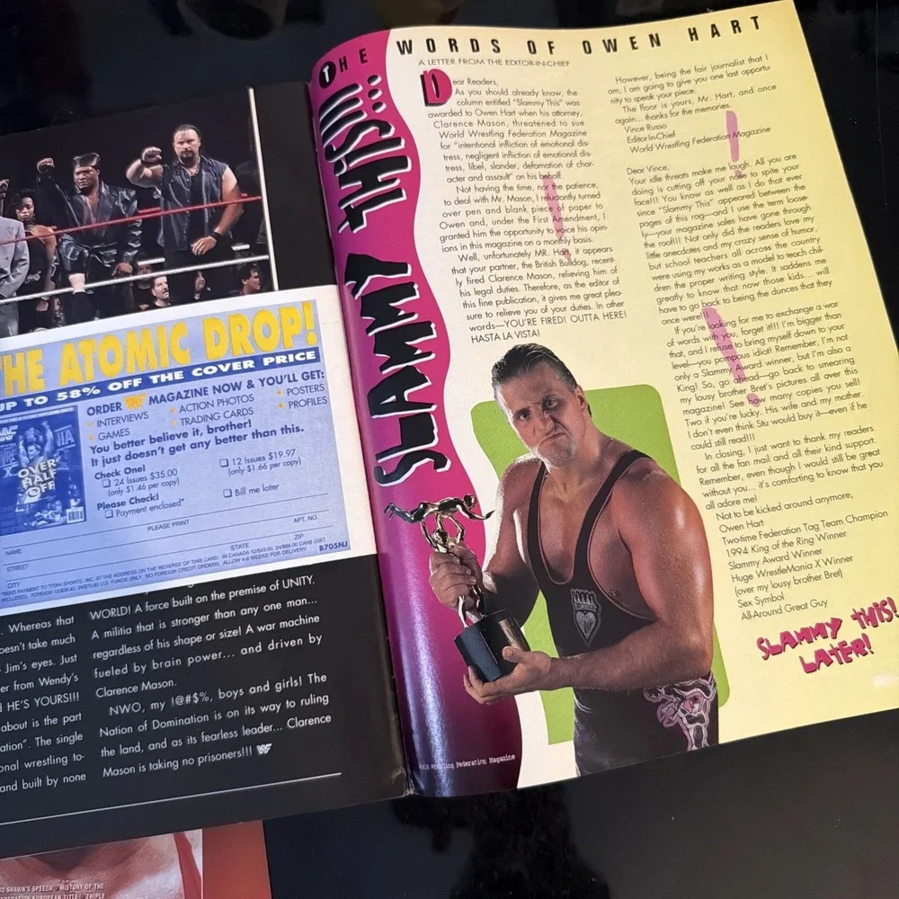 WWF Magazine May 1997 Bret Hart & Bart Simpson w/ Cards READ